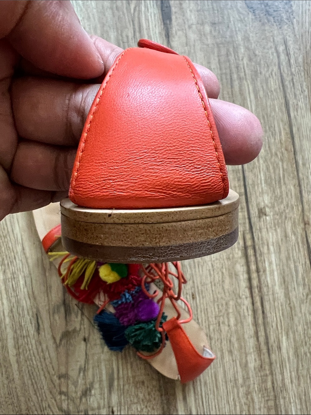 Zara Orange Pom-Pom Lace-Up Sandals Size 41 or 10 (US) - Picture 6 of 8